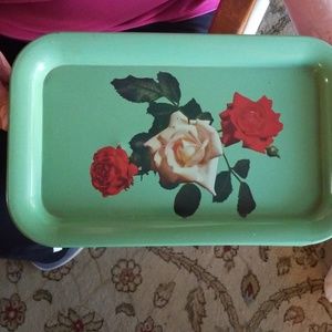 50/60's mid century metal rose serving tray